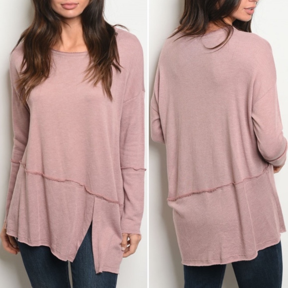 Trend Setter Diva Boutique Item Tops - MAUVE SLIT FRONT SIDE TOP